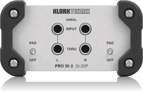 KLARK TEKNIK PRO DI 2 DI 20P Passive Stereo DI Box with Midas Transformer and Extended Dynamic Range