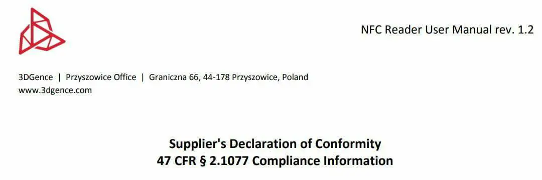 3DGENCE F380.13.024 NFC Reader User Manual