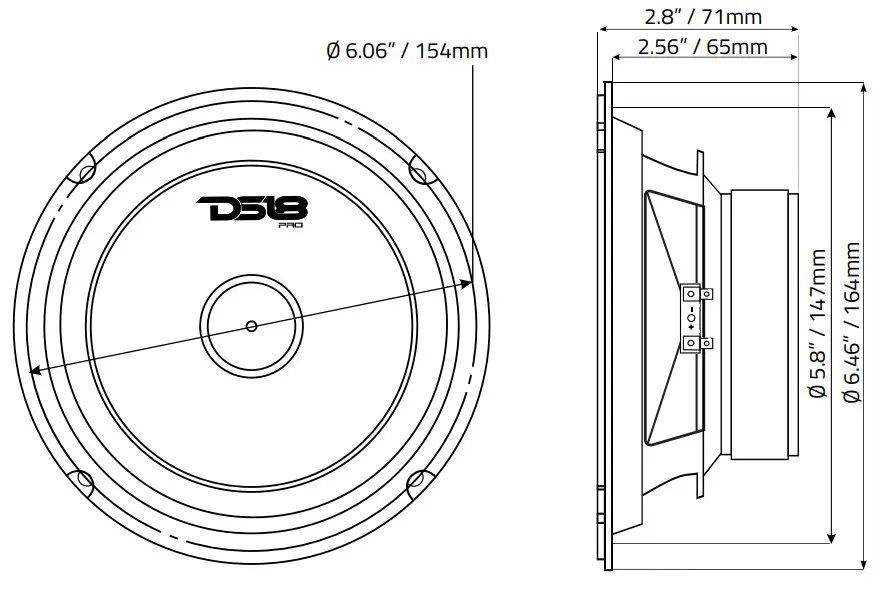 DS18 PRO-B6.4 65-Inch Mid-Range Loudspeaker with Bullet - figure 2