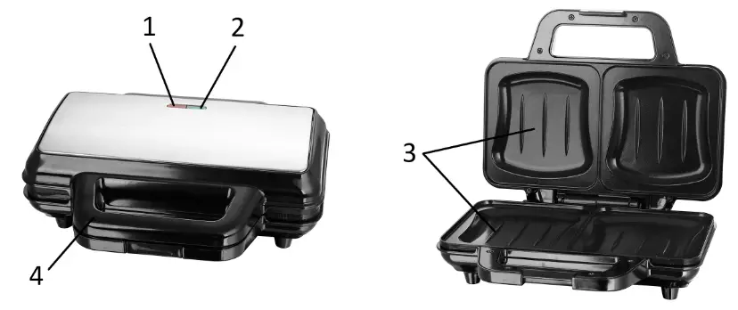 emerio ST-127527.1 XXL Sandwich Toaster Maker - PARTS DESCRIPTION