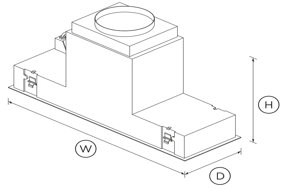 FISHER PAYKEL HPB3611 4N 36 Inch Insert Range Hood - DIMENSIONS