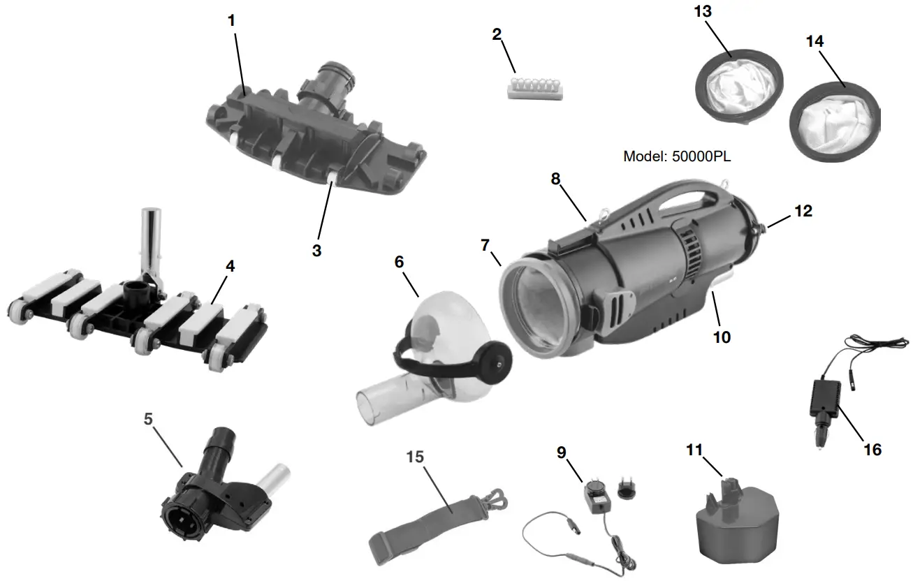 WATER TECH Precision 2.0 Cordless Vacuum Cleaner - Parts List
