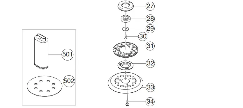 HiKOKI SV 13YA Random Orbit Sander - SERVICE PARTS LIST 4