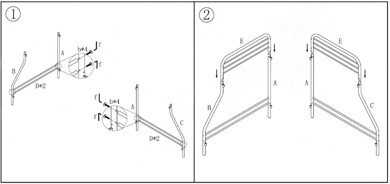 ANBAZAR 759 Black Twin Over Full Heavy Duty Bunk Bed-2