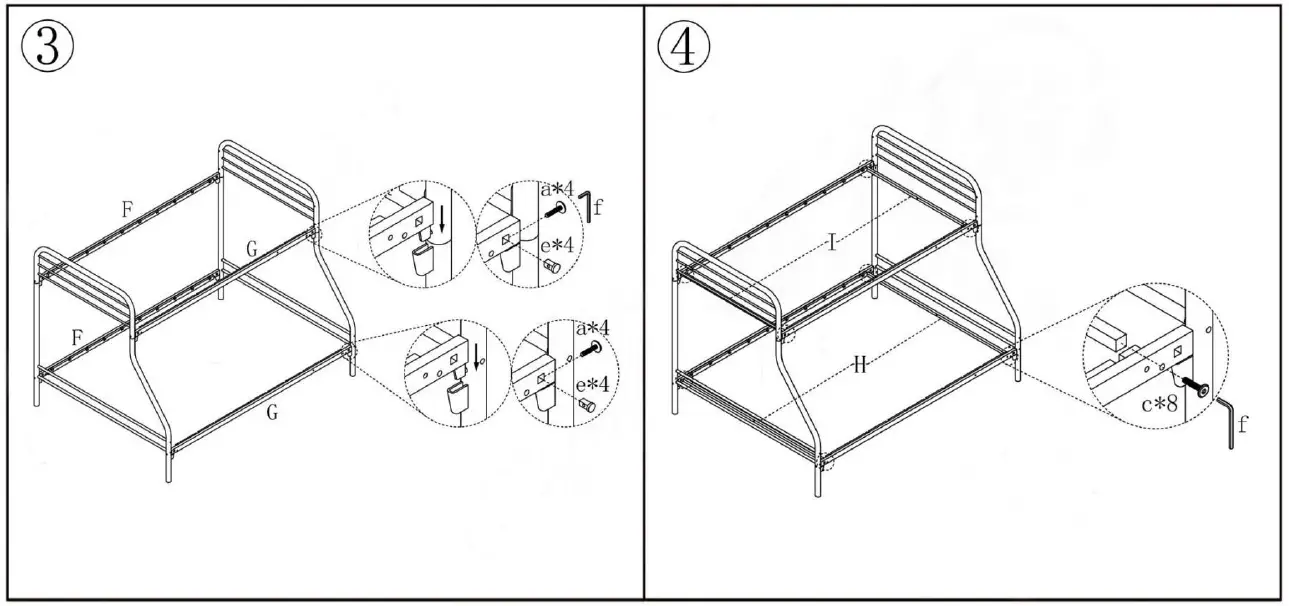 ANBAZAR 759 Black Twin Over Full Heavy Duty Bunk Bed-3