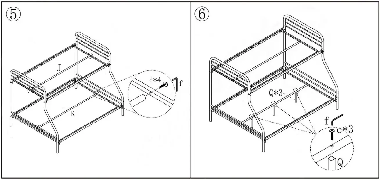 ANBAZAR 759 Black Twin Over Full Heavy Duty Bunk Bed-4