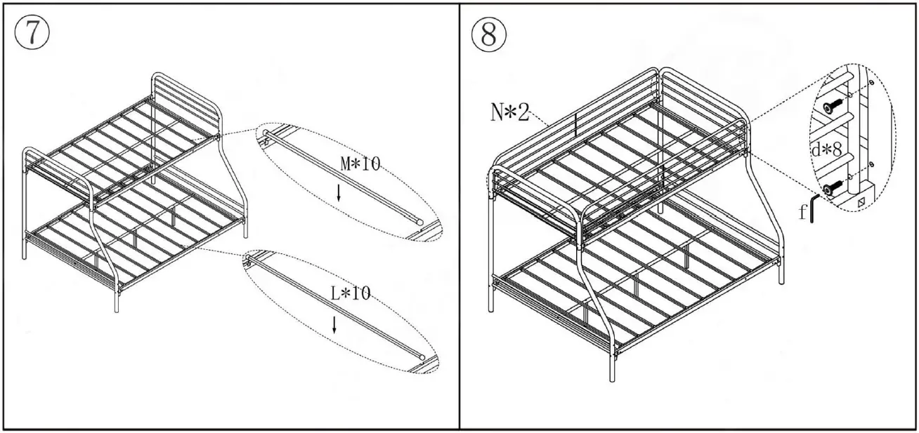 ANBAZAR 759 Black Twin Over Full Heavy Duty Bunk Bed-5