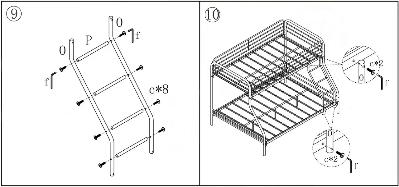 ANBAZAR 759 Black Twin Over Full Heavy Duty Bunk Bed-6