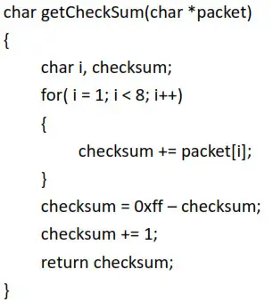 Winsen MH-Z16 Intelligent Infrared - Checksum calculation method