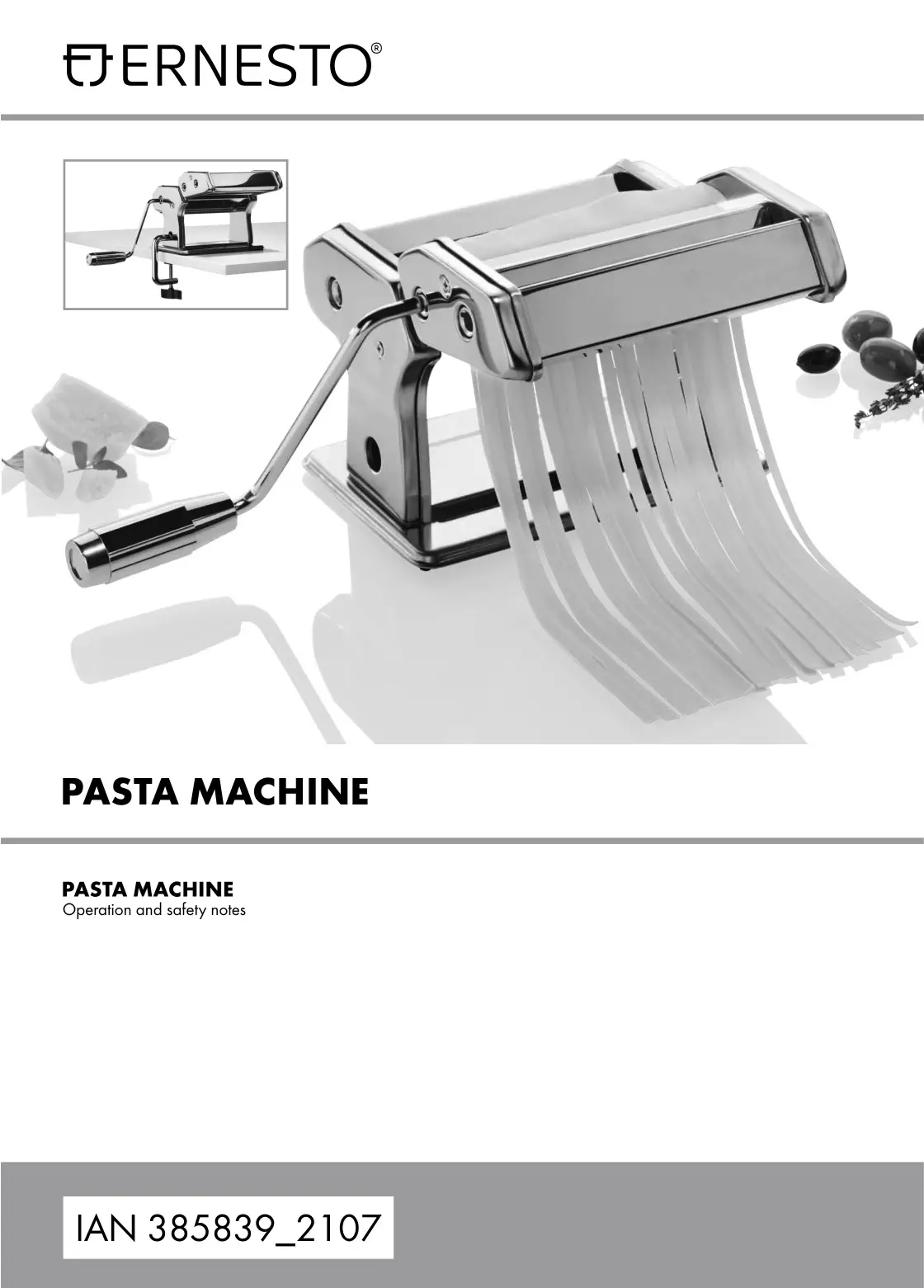 ERNESTO IAN 385839_2107 Pasta Machine Instruction Manual