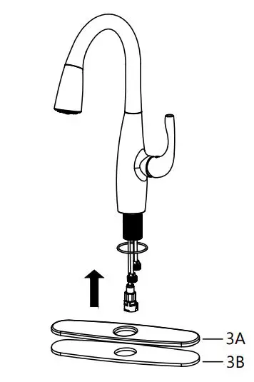 Kraus KPF-1670 Esina Single Handle Pull-Down Kitchen Faucet - Step 1A. Faucet installation - with deck plate