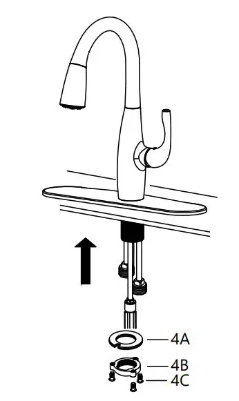 Kraus KPF-1670 Esina Single Handle Pull-Down Kitchen Faucet - Step 2. Install faucet and mounting hardware