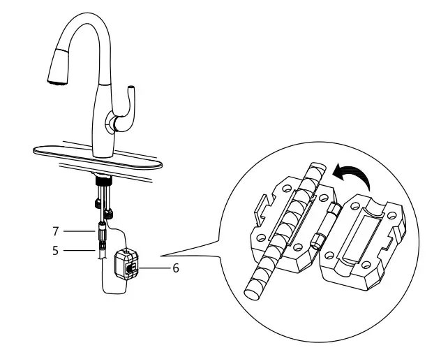 Kraus KPF-1670 Esina Single Handle Pull-Down Kitchen Faucet - Step 4. Attach spray hose and counterweight