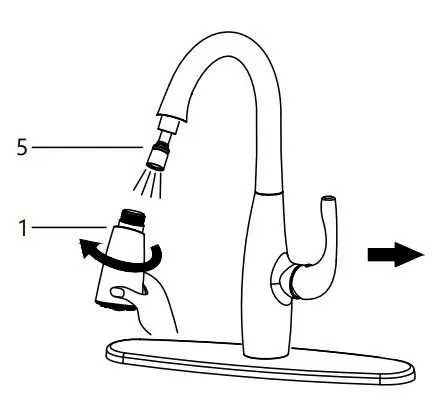 Kraus KPF-1670 Esina Single Handle Pull-Down Kitchen Faucet - Step 6. Flush spray hose