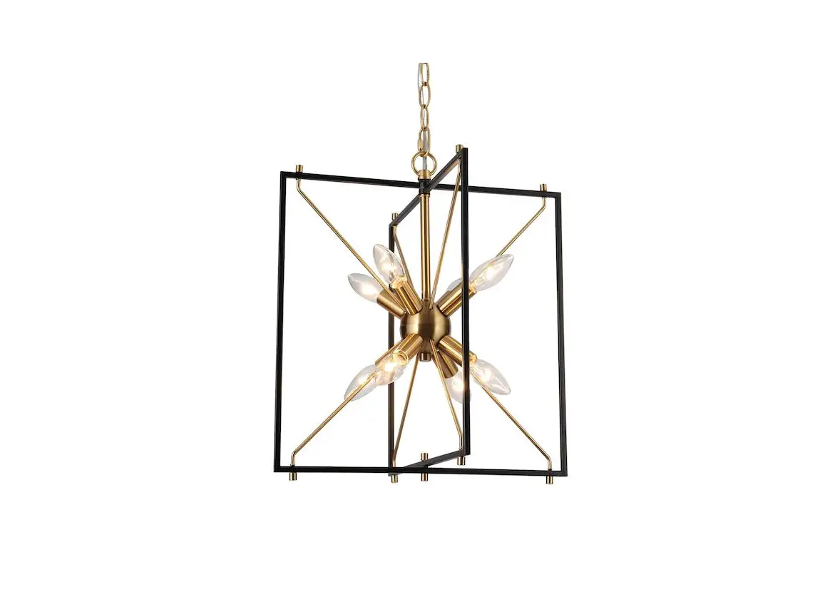 Zevni A04468 Nat 8-light Black-gold Industrial Cage Chandelier Instruction Manual