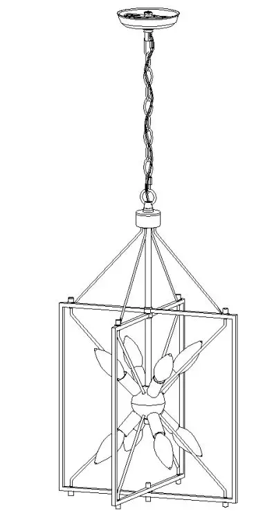 ZEVNI A04468 Nat 8-Light Black-Gold Industrial Cage Chandelier Instruction Manual - IMAGE FOR FINISHED PRODUCT