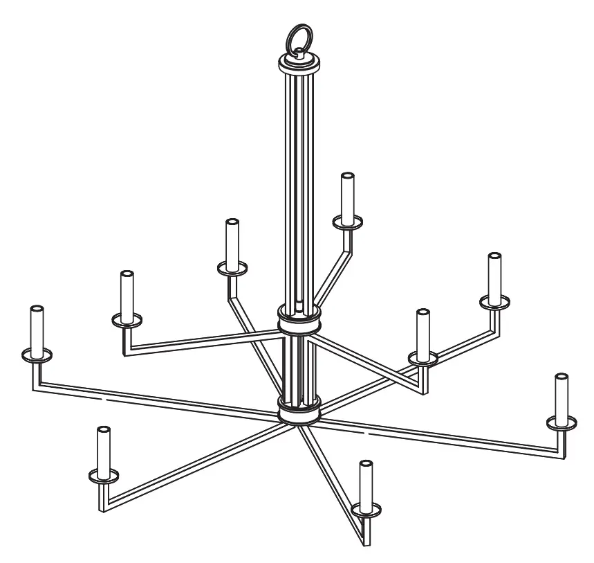 Hunter 19618 Bearden 9 Light 2 Tier Chandelier