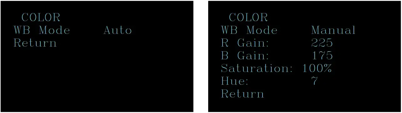 biamp Vidi 100 Conferencing Camera - Color menu