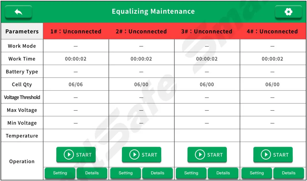 SmartSafe iSmartEV EB480 Lithium Battery Balancer for EV - Battery Pack Settings