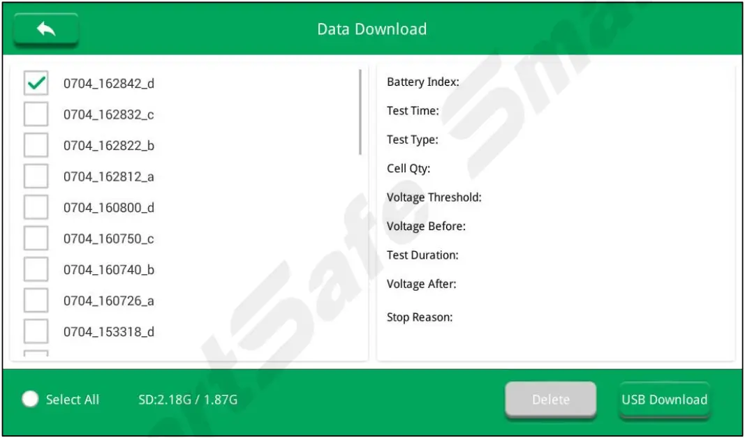 SmartSafe iSmartEV EB480 Lithium Battery Balancer for EV - Data Export