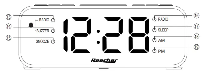 Reacher YM-186 Alarm Clock -FRONT PANEL