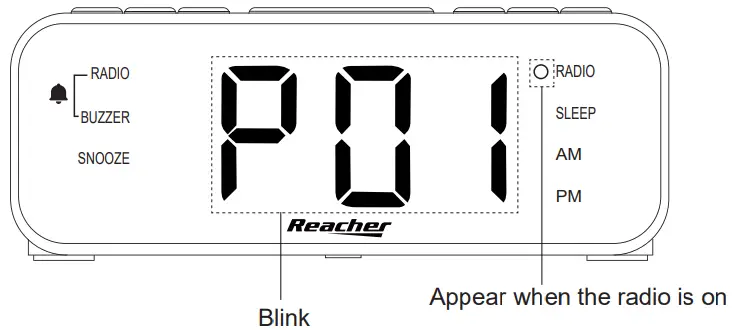 Reacher YM-186 Alarm Clock - Radio Memory