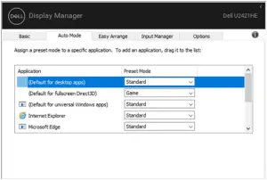U2421HE- Assigning Preset Modes to Applications
