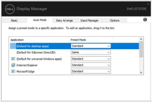U2721DE - Assigning Preset Modes to Applications