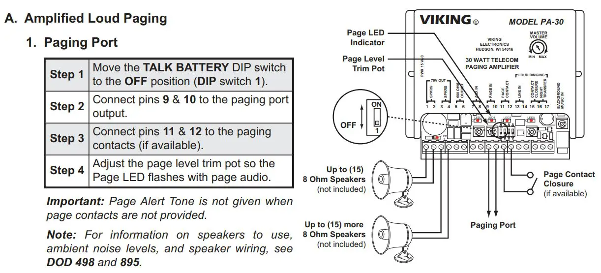 VIKING 30 Watt Paging Amp with Loud Ringing PA-30 User Manual - Installation
