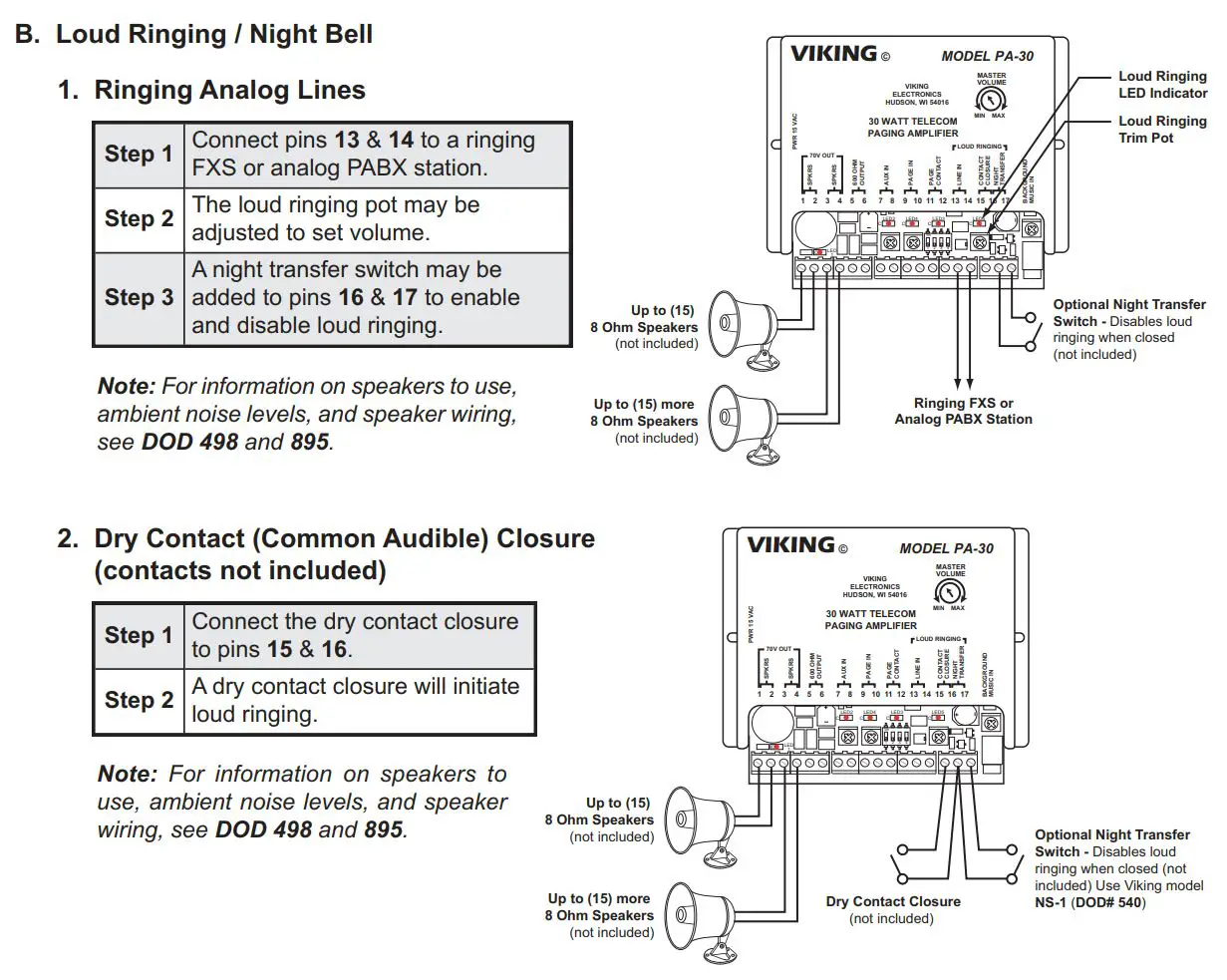 VIKING 30 Watt Paging Amp with Loud Ringing PA-30 User Manual - Installation