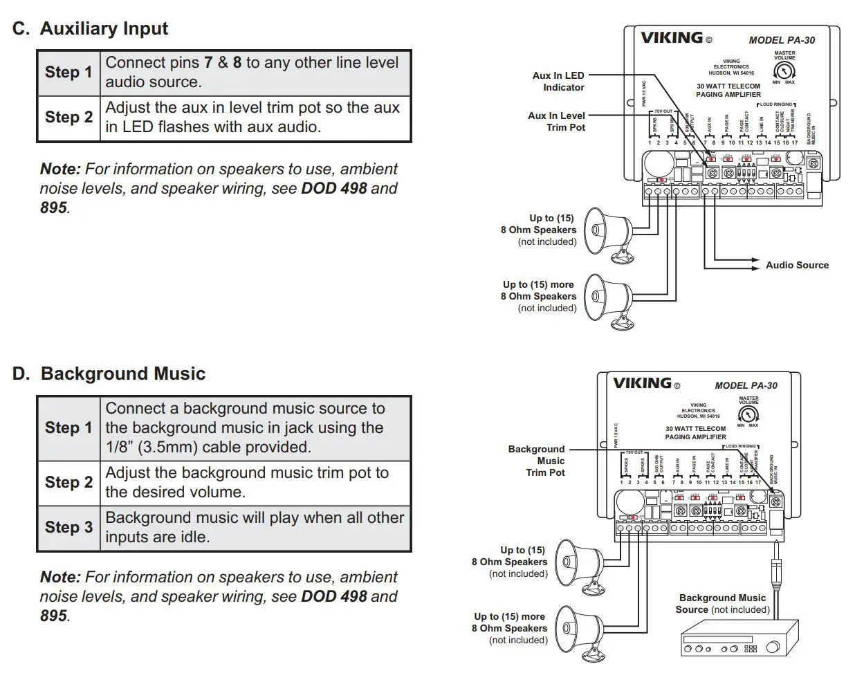 VIKING 30 Watt Paging Amp with Loud Ringing PA-30 User Manual - Installation