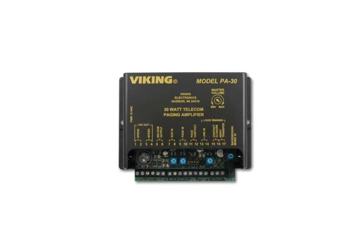Viking 30 Watt Paging Amp With Loud Ringing Pa-30 User Manual