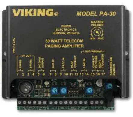 VIKING 30 Watt Paging Amp with Loud Ringing PA-30 User Manual - Main Product