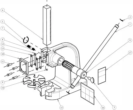 DAKE 00 Single Leverage Arbor Press - diagram
