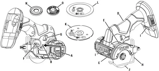 RYOBI PSBCS02 ONE HP 18V Brushless Cordless Compact Light Weight Cut Off Tool - PSBCS02