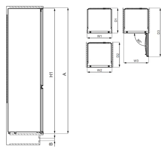 AEG SCE819E5TS Freezer - Dimensions