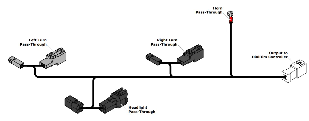 DENALI DNL.WHS.21900 Plug-and-Play DialDim Wiring Adapter for Kawasaki KLR 650 Instruction Manual - Harness Overview