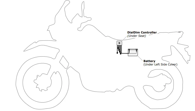 DENALI DNL.WHS.21900 Plug-and-Play DialDim Wiring Adapter for Kawasaki KLR 650 Instruction Manual - Installing The DialDim Controller