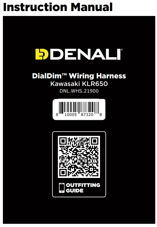 DENALI DNL.WHS.21900 Plug-and-Play DialDim Wiring Adapter for Kawasaki KLR 650 Instruction Manual