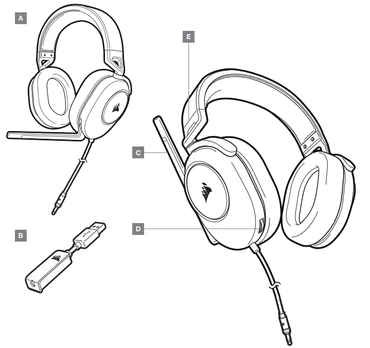 CORSAIR HS65 SURROUND Stereo Gaming Headset with 7 1 Surround Sound - fig1