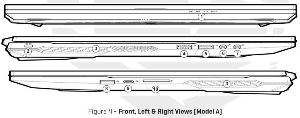 MONSTER Abra A7 V11 5 3 Intel Core i7 Gaming Laptop - System Map Front Left and Right Views