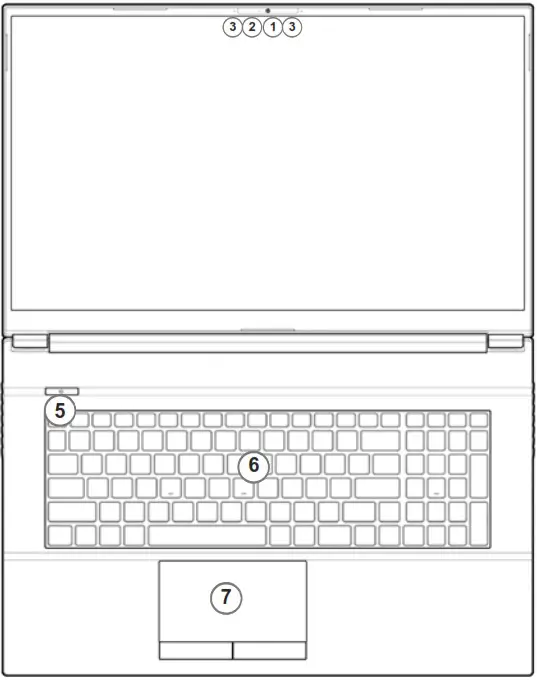 MONSTER Abra A7 V11 5 3 Intel Core i7 Gaming Laptop - System Map Front View with LCD Panel Open 1