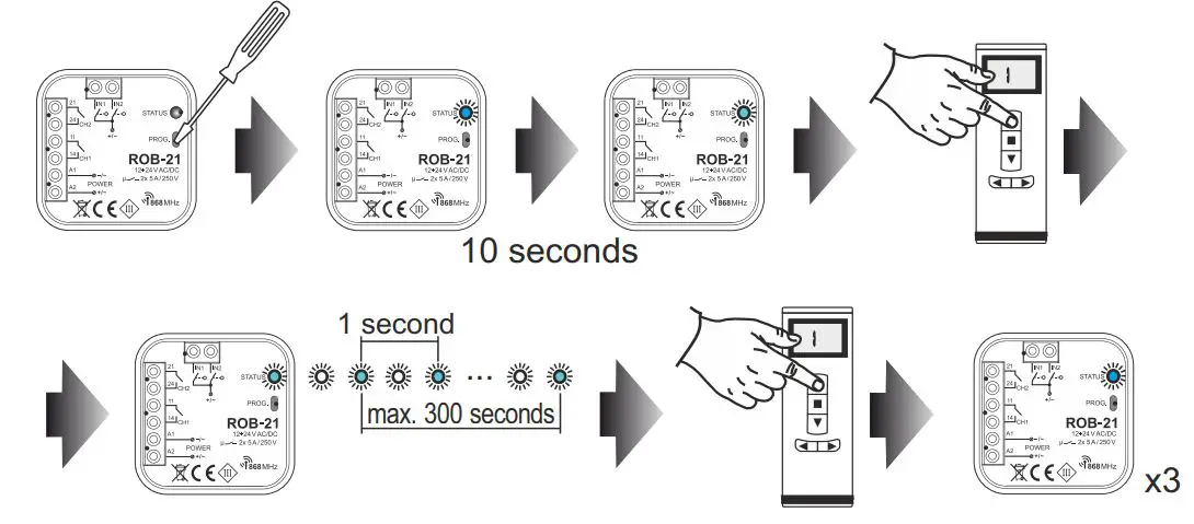 FIG 12 PROGRAMMING THE DELAY TIME WITH THE PROG BUTTON.JPG