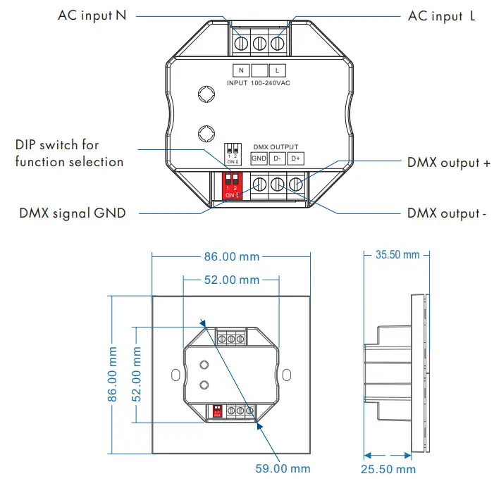 SKYDANCE PK4 Wall Mounted Scene or Switch Pane - Figure