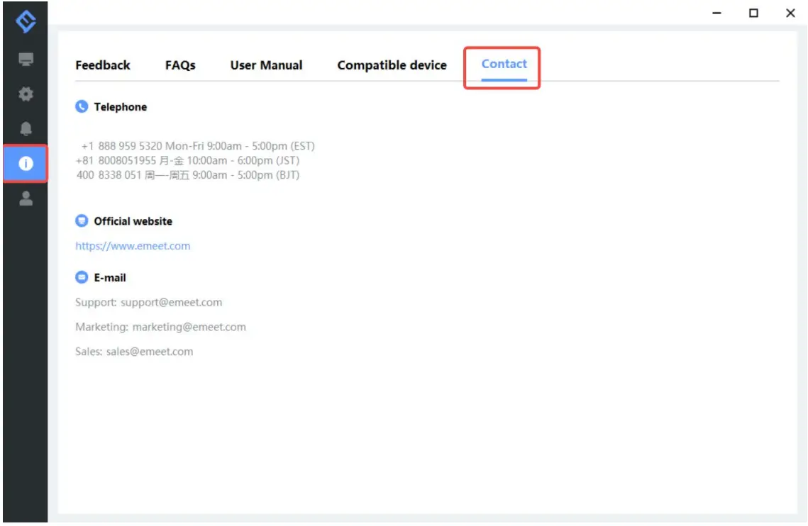 EMEET M1A Cost-effective Portable USB Speakerphone - Contact info