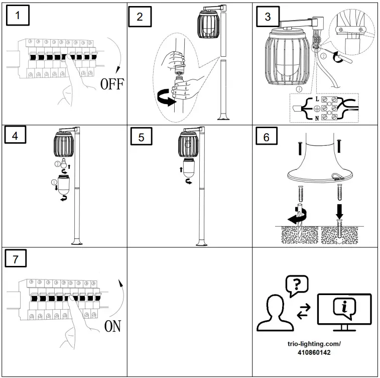 TRIO 502384962 Tuela E27 100cm Column Lamp