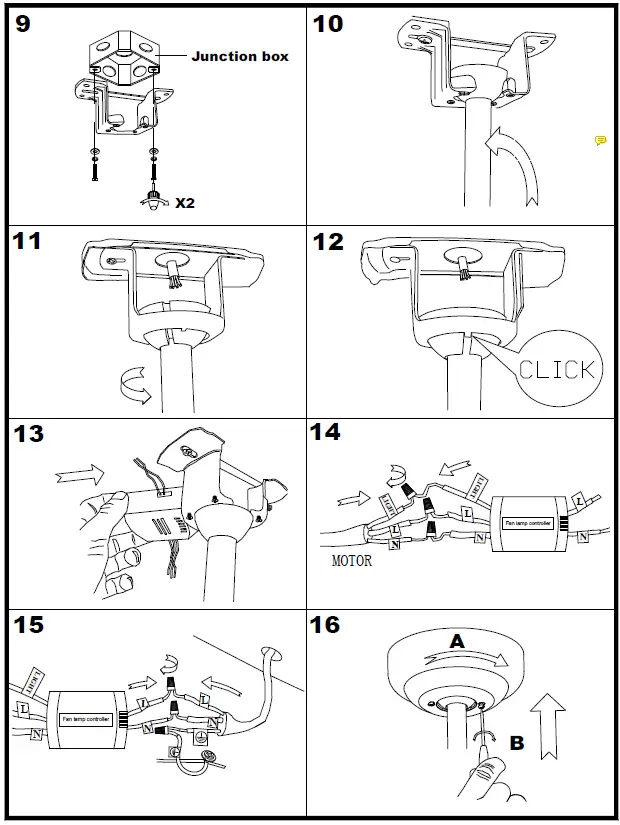 HOMEDEPOT DHMTT2022090203 48 Inch Black 4 Leaf Indoor Ceiling Fan Light AC Motor with Remote Control 4