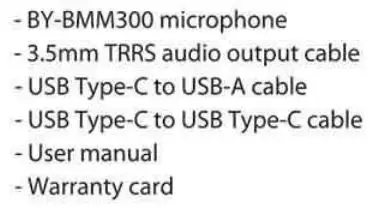 BOYA BY-BMM300 Omnidirectional Conference Microphone Speaker Instruction Manual - Package Contents