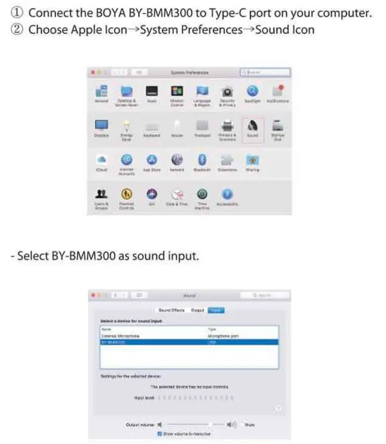 BOYA BY-BMM300 Omnidirectional Conference Microphone Speaker Instruction Manual - Set up for Apple System