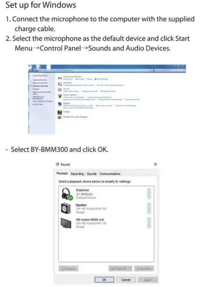 BOYA BY-BMM300 Omnidirectional Conference Microphone Speaker Instruction Manual - Set up for windows